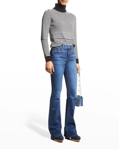 Veronica Beard Jeans Beverly High-rise Skinny Flare Jeans In Bright Blue