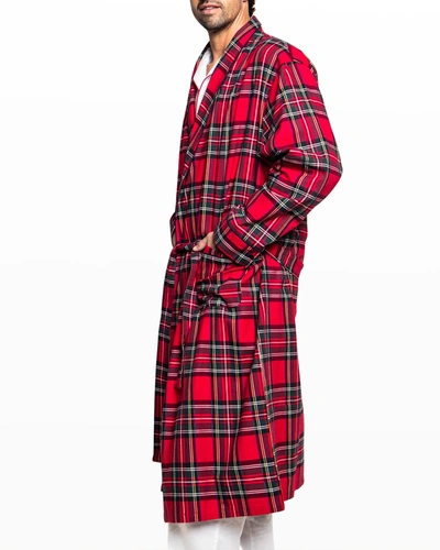 Shop Petite Plume Men's Tartan Plaid Robe In Red