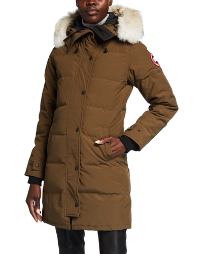 Shop Canada Goose Shelburne Parka With Fur Hood In Military Green