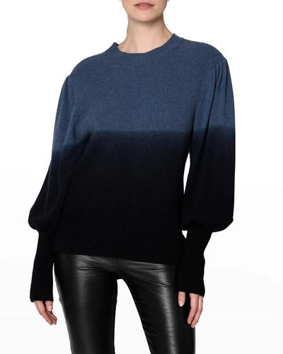 Shop Nicole Miller Dip-dyed Mongolian Cashmere Sweater In Blue/black