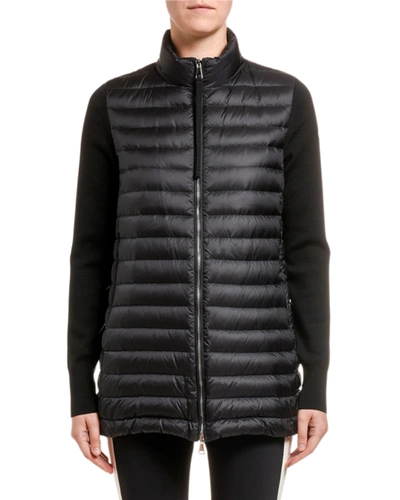 Shop Moncler Down-knit Combo Sweater In Black