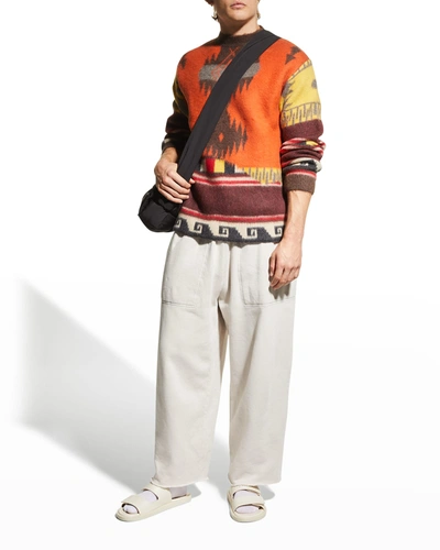 Shop Alanui Men's Geo-print Wool Sweater In Multicolor