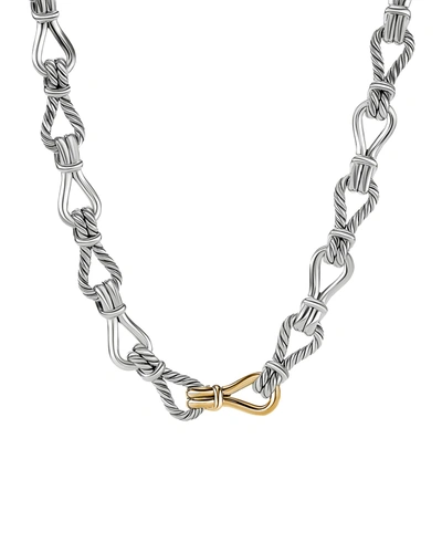 Shop David Yurman 15mm Thoroughbred Loop Linked Chain Necklace In Silver And 18k Gold, 18"l In Two Tone