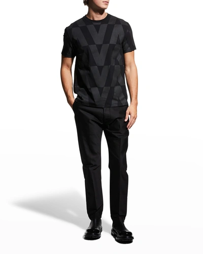 Shop Valentino Men's Tonal Optical V T-shirt In Black