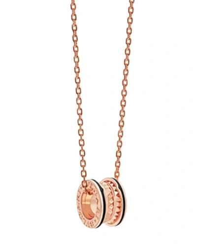 Shop Bvlgari B. Zero1 Pendant Necklace In Pink Gold And Black Ceramic