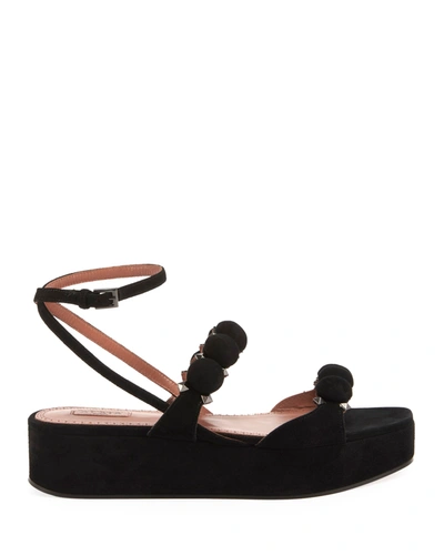 Shop Alaïa Suede Platform Bombe Sandals In Black