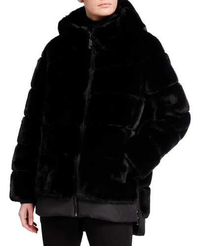 Shop Belle Fare The Kaltag Faux-fur Hooded Coat In Black