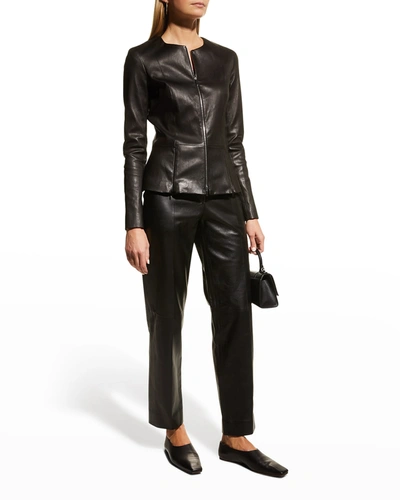 Shop The Row Anasta Leather Zip-front Jacket In Black