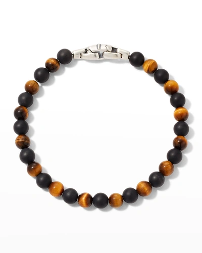 Shop David Yurman Men's Spiritual Beads Bracelet With Silver, 6mm In Brown