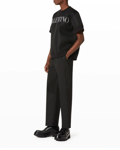 Shop Valentino Men's Basic-fit Wool Pants In Black