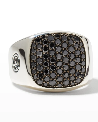 Shop David Yurman Men's Streamline Signet Ring With Diamonds In Silver, 18.6mm