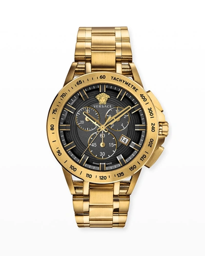 Shop Versace Men's 45mm Sport Tech Watch In Gold-tone In Black/gold