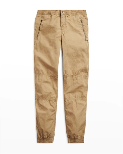 Shop Ralph Lauren Boy's Poplin Jogger Pants In Camel