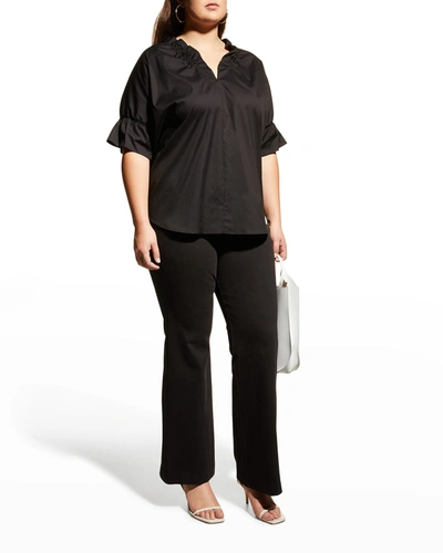 Shop Finley Plus Size Crosby Solid Ruffle Shirt In Black