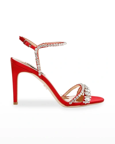 Shop Badgley Mischka Marina Ankle-strap Sandals In Red