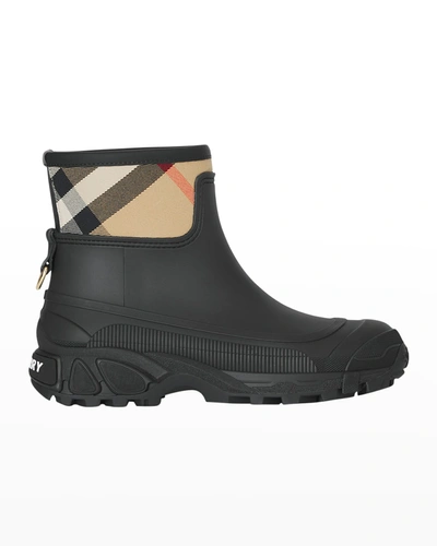 Shop Burberry Ryan Vintage Check Rain Boots In Black-archive Bei