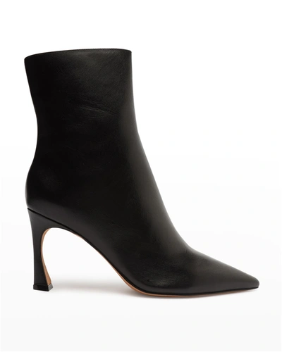 Shop Alexandre Birman Myra Leather Zip Booties In Black