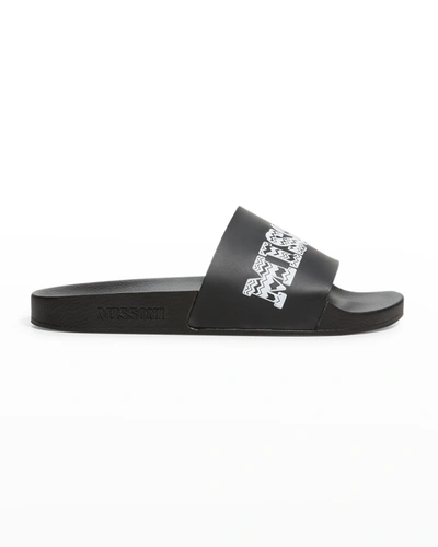 Shop Missoni Men's Logo Pool Slide Sandals In Marshmallow