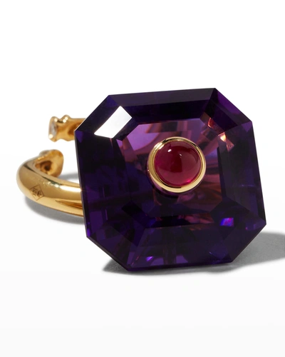 Shop Prince Dimitri Jewelry 18k Rose Gold Amethyst Ring With Diamonds