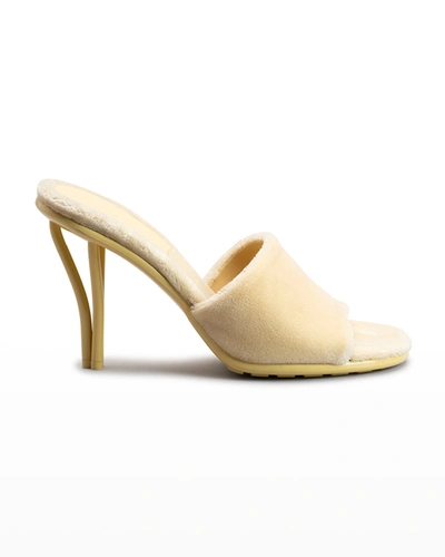 Shop Bottega Veneta Architectural-heel Slide Sandals In Butter