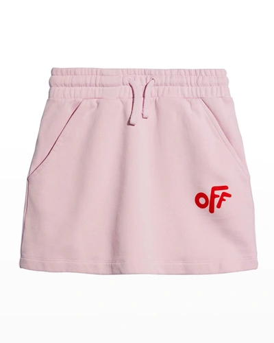 Shop Off-white Girl's Logo-print Drawstring Skirt In Pinkred