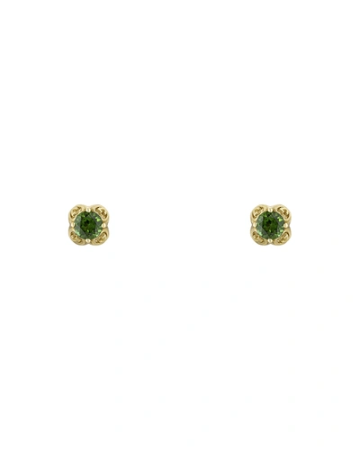Shop Gucci Interlocking-g And Green Tourmaline Stud Earrings In Yg