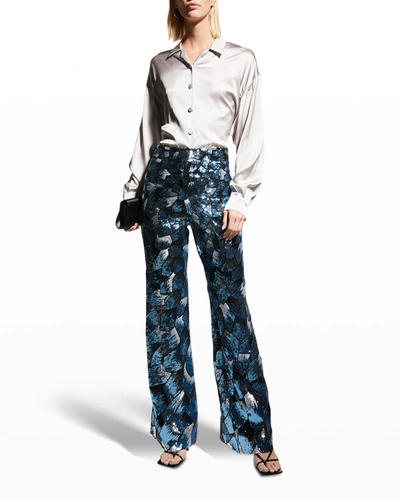 Shop Adriana Iglesias Fairy Sequin Pants In Blue Grey