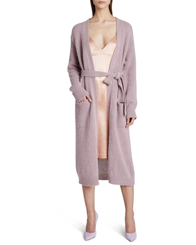 Shop Dries Van Noten Tilou Belted Cardigan In Lilac