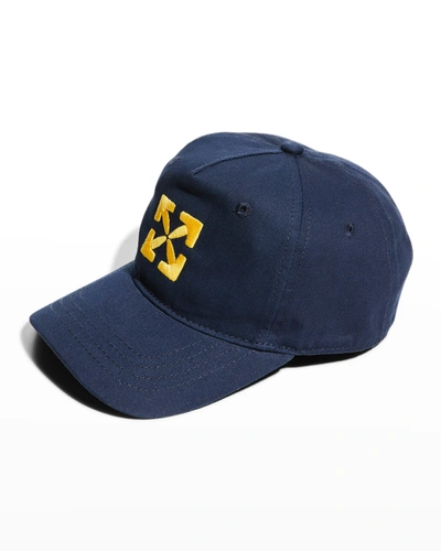 Shop Off-white Boy's Arrow Baseball Cap In Navyyellow