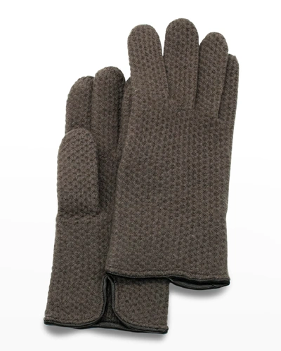 Shop Portolano Honeycomb Stitched Cashmere Gloves In Brown/black