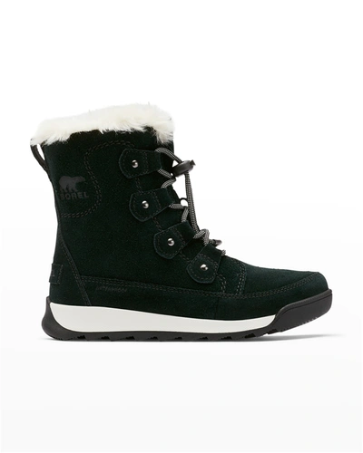 Shop Sorel Kid's Whitney Ii Joan Waterproof Drawstring Boots In Black Fawn