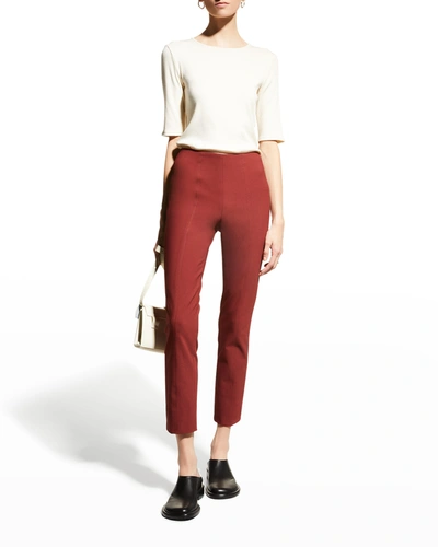 Shop Vince Stitch-front Seam Leggings In Dk Currant