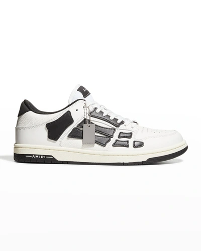 Shop Amiri Men's Skeleton Leather Low-top Sneakers In White Bl