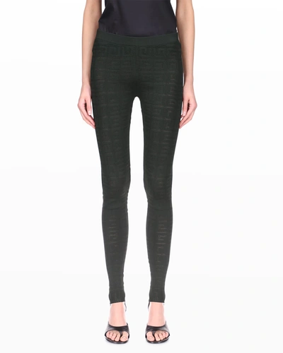 Shop Givenchy 4g Monogram Knit Leggings In Black