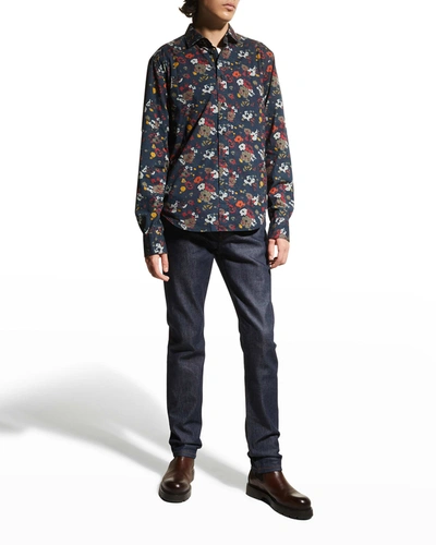 Shop Rag & Bone Men's Pursuit Rove Floral Print Long-sleeve Shirt In Navymult