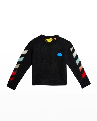 Shop Off-white Boy's Logo Diagonal Arrow Graphic Sweater In Black Multi