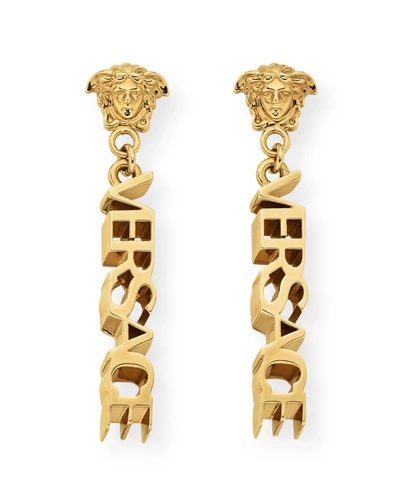 Shop Versace Dangle Earrings In  Gold