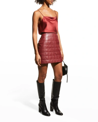 Shop Milly Sonia Quilted Vegan Leather Skirt In Wine