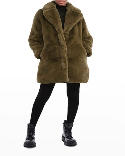 Shop Apparis Stella Faux Fur Coat In Khaki