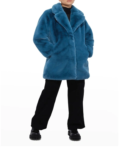 Shop Apparis Stella Faux Fur Coat In Stone Blue