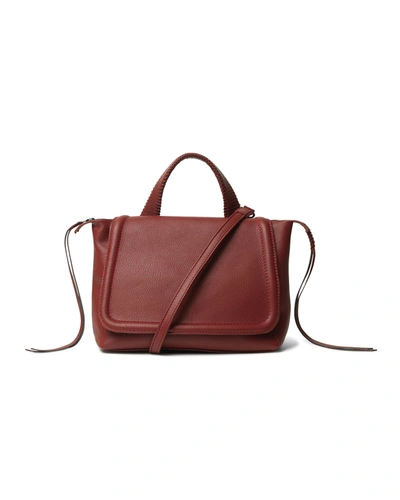 Shop Callista Medium Grained Leather Top-handle Bag In Red