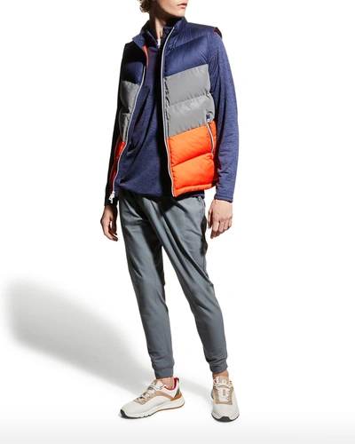 Shop Peter Millar Men's Crown Reflective Colorblock Quilted Vest In Multi