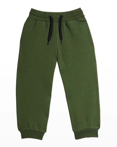 Shop Fendi Boy's Logo Applique Drawstring Jogger Pants In F1e5s Green