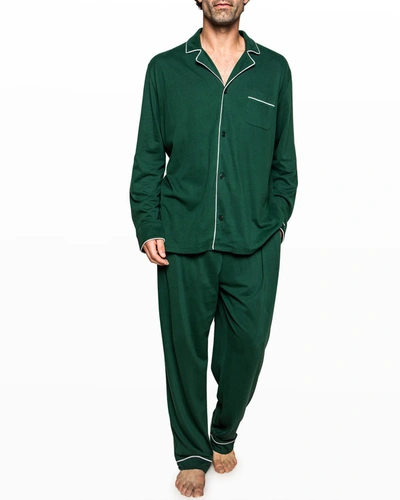 Shop Petite Plume Men's Luxe Pima Pajama Set In Green