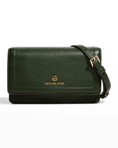 Michael Michael Kors Jet Set Calfskin Crossbody Bag In Moss