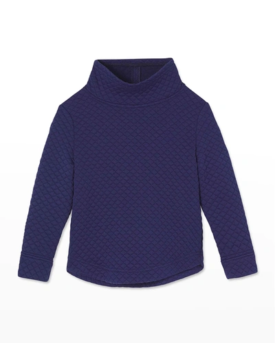 Shop Classic Prep Childrenswear Girl's Wren Quilted Pullover In Blue Ribbon