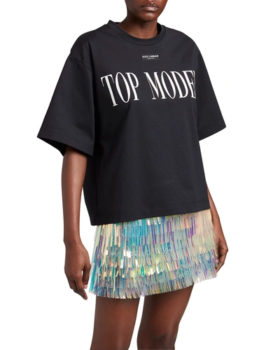 Shop Dolce & Gabbana Top Model Logo Patch T-shirt In Black Prt