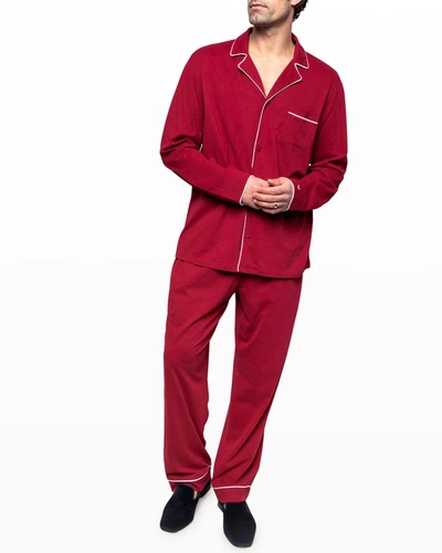 Shop Petite Plume Men's Luxe Pima Pajama Set In Red