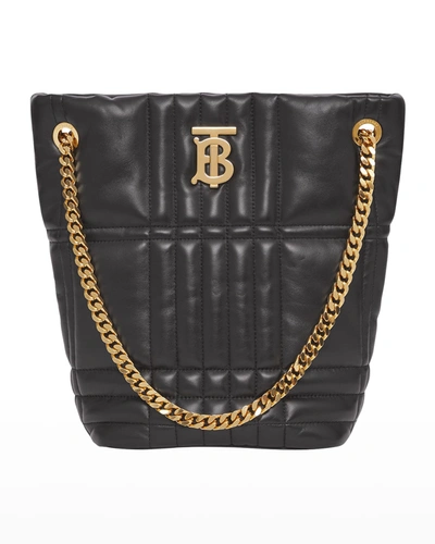 Shop Burberry Lola Small Tb Quilted Leather Chain Bucket Bag In Black