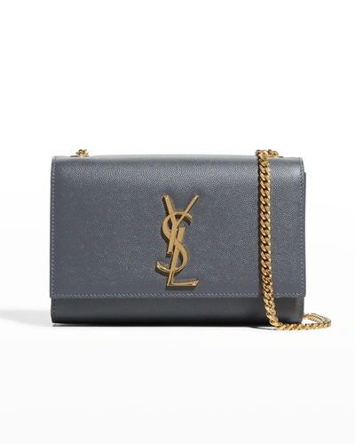 Shop Saint Laurent Kate Small Ysl Monogram Grain De Poudre Crossbody Bag On Chain In 1112 Storm